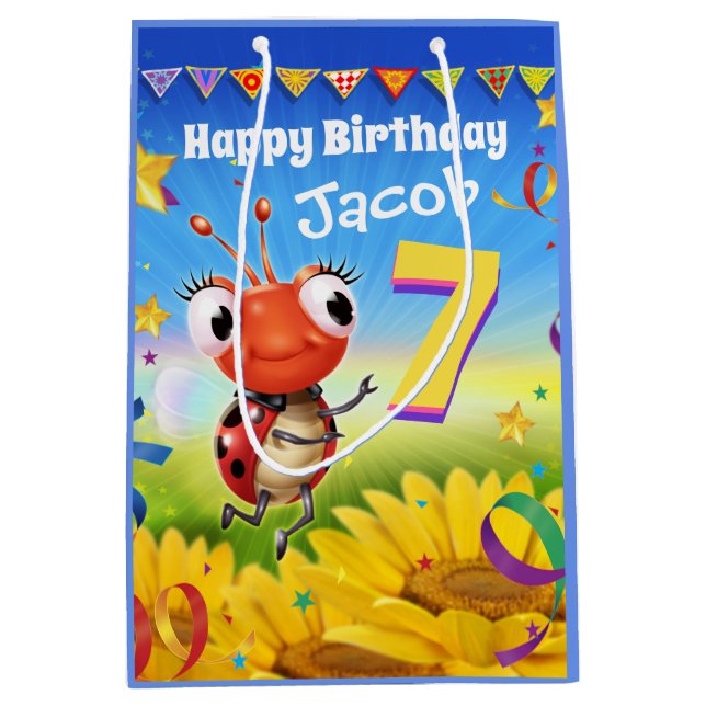 Sac Cadeau Moyen Sac-cadeau personnalisé pour le septième anniversa (Devant)