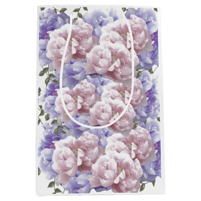 Sac Cadeau Moyen Sac-cadeau Pink Purple Floral Peony Medium (Devant)