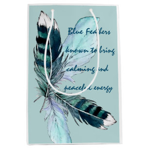 Sac Cadeau Moyen Sac-cadeau Plumes bleues