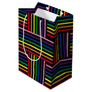 Sac Cadeau Moyen Sac-cadeau - Rubans arc-en-ciel entrelacés