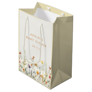 Sac Cadeau Moyen Sac-cadeau Rustique Baby shower Fleur sauvage moye
