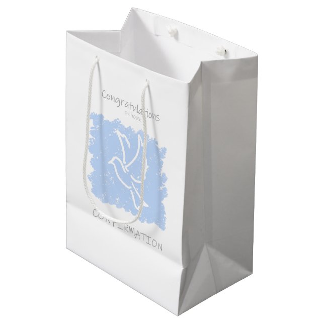 Sac Cadeau Moyen Sacoche cadeau de confirmation - bleu (Devant Angle)