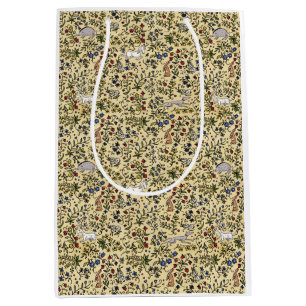 Sac Cadeau Moyen Sacoche cadeau mille fleurs parchemin animaux médi