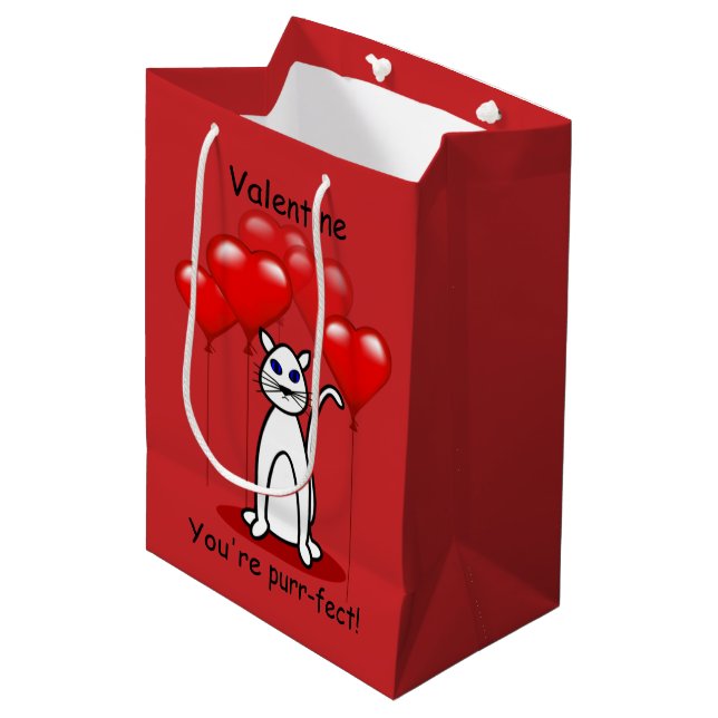 Sac Cadeau Moyen Sacoche-cadeau Purr-fect Cat Valentine Med (Devant Angle)