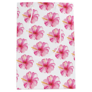 Sac Cadeau Moyen Sacs-cadeaux Aquarelle tropicale Hibiscus Fleurs