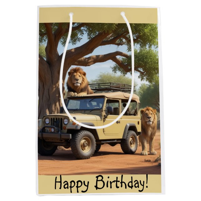 Sac Cadeau Moyen Safari Anniversaire (Devant)