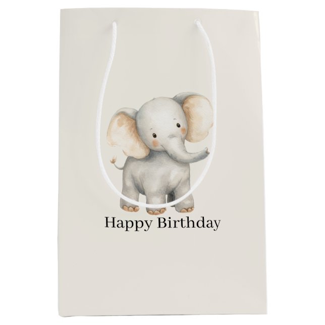 Sac Cadeau Moyen Safari Elephant Birthday (Devant)