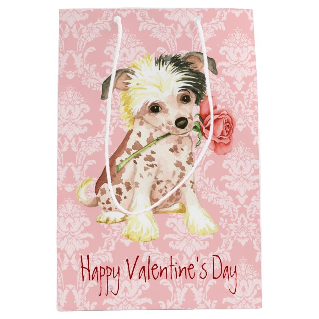 Sac Cadeau Moyen Saint Valentin Rose Chinois arrêté (Devant)