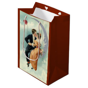 Sac Cadeau Moyen Saint-Valentin victorien vintage Baiser sur la Lun
