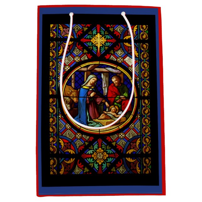 Sac Cadeau Moyen Sainte Famille "Vitrail"  (Devant)