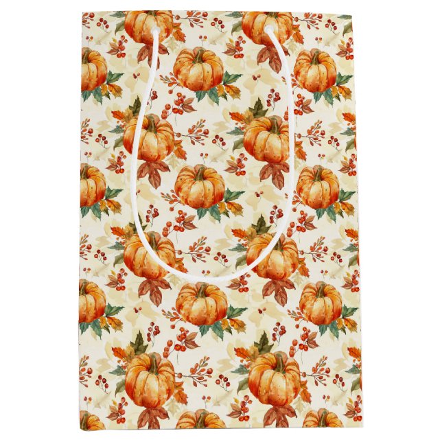 Sac Cadeau Moyen Saison Citrouille d'automne (Devant)