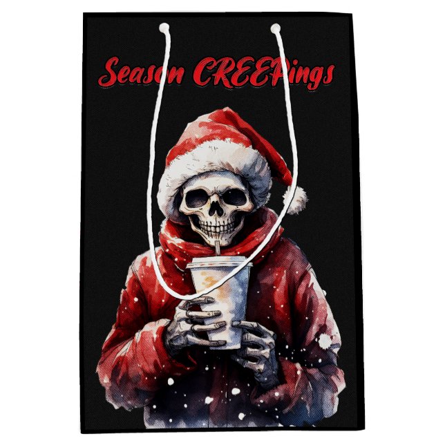 Sac Cadeau Moyen Saison Creeping Squelette de Noël (Devant)