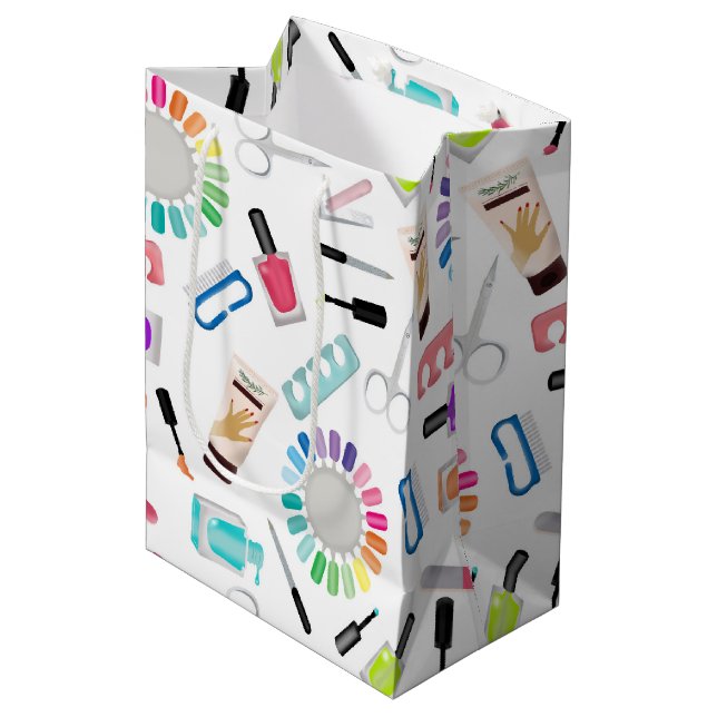 Sac Cadeau Moyen Salon de Beauté Manucure Pédicure Ongles  (Devant Angle)