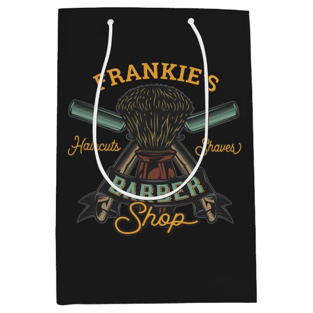 Sac Cadeau Moyen Salon de coiffure personnalisé Coupes de cheveux r (Devant)