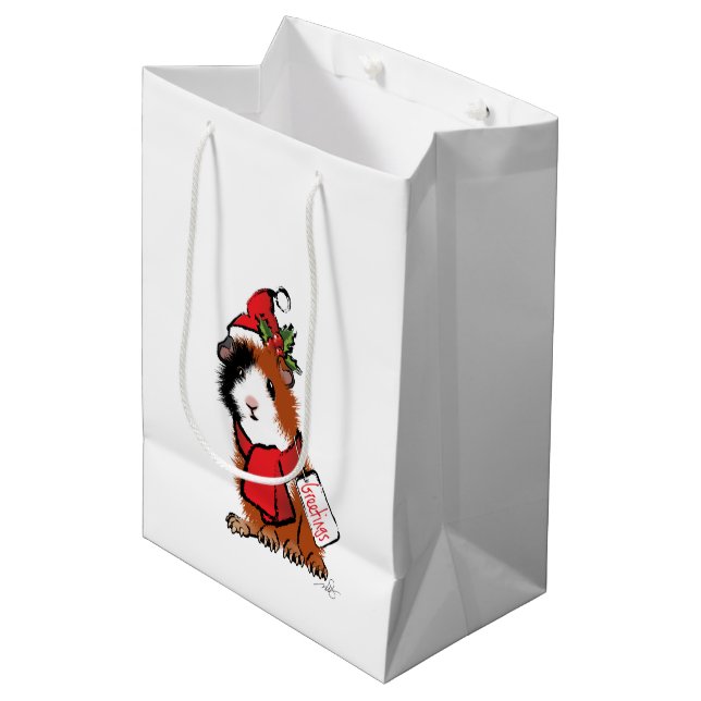 Sac Cadeau Moyen Salutation de cobaye de Noël (Devant Angle)