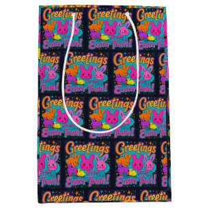 Sac Cadeau Moyen Salutation De Pâques Des Bunnies