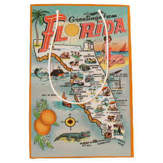 Sac Cadeau Moyen Salutations de la carte de voyage vintage de Flori