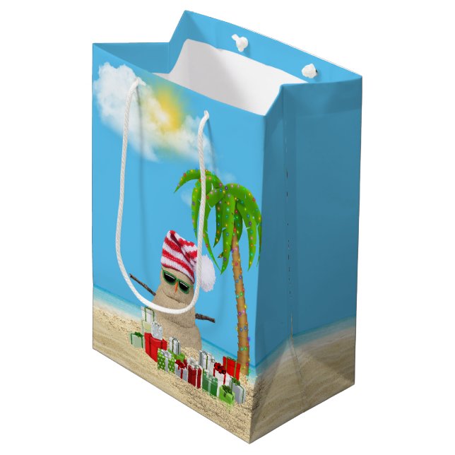 Sac Cadeau Moyen Sandman Tropical Avec Cadeaux De Noël (Devant Angle)