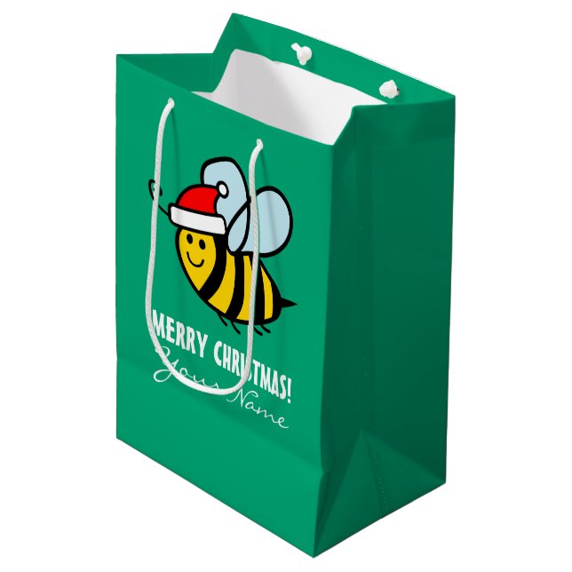 Sac Cadeau Moyen Santa Claus honey bee Christmas gift bag design (Devant Angle)