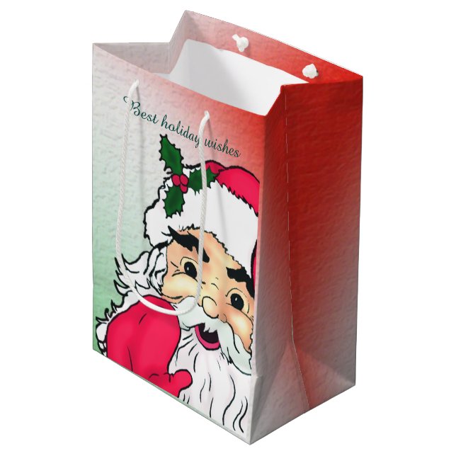 Sac Cadeau Moyen Santa Claus personnalisable (Devant Angle)