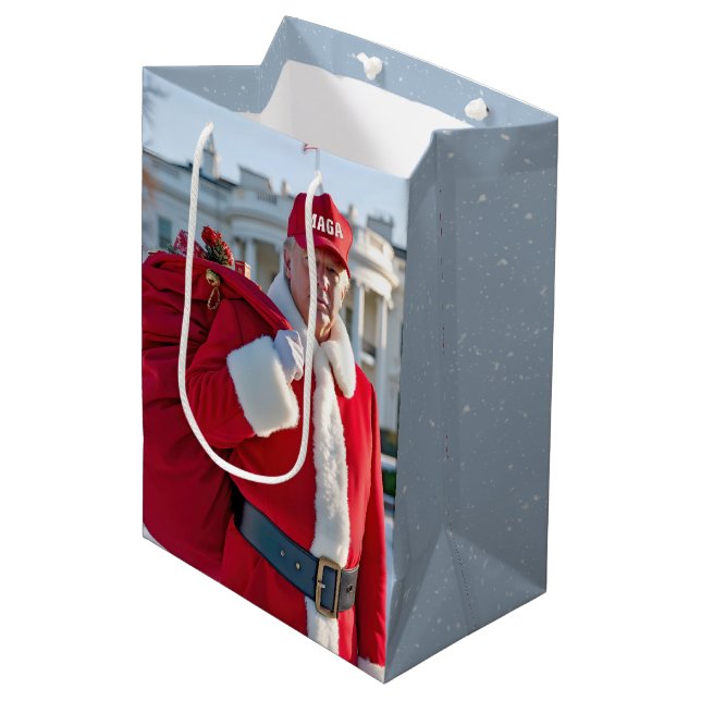 Sac Cadeau Moyen Santa Claus Trump Avec Red Gift Sack Medium Cadeau (Devant Angle)