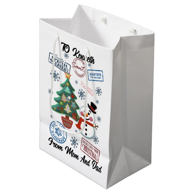 Sac Cadeau Moyen Santa Sack With Holiday Snowman (Devant Angle)