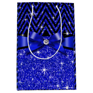 Sac Cadeau Moyen Saphir de l'arc de diamant de Chevron Bling de