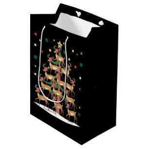 Sac Cadeau Moyen Sapin de Noël Cerf Drôle de Vacances Mignon Renne 
