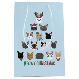 Sac Cadeau Moyen Sapin de Noël de chats