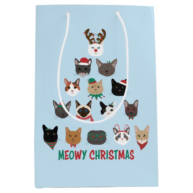 Sac Cadeau Moyen Sapin de Noël de chats (Devant)