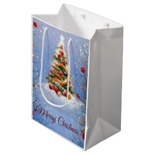Sac Cadeau Moyen Sapin de noël décoré