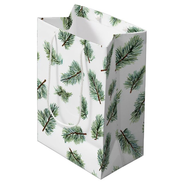 Sac Cadeau Moyen Sapin de Noël vert (Devant Angle)