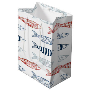 Sac Cadeau Moyen Sardines méditerranéennes décoratives Motif de poi