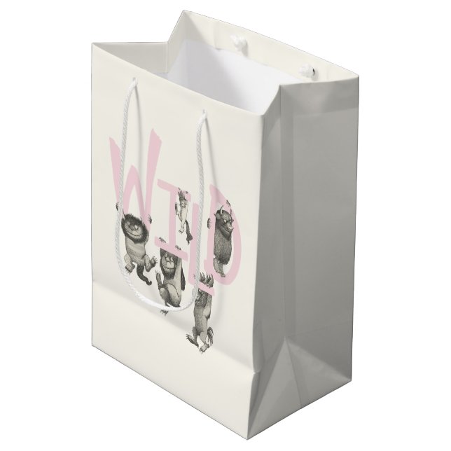 Sac Cadeau Moyen SAUVAGE | Wild Things et Max - Rose (Devant Angle)
