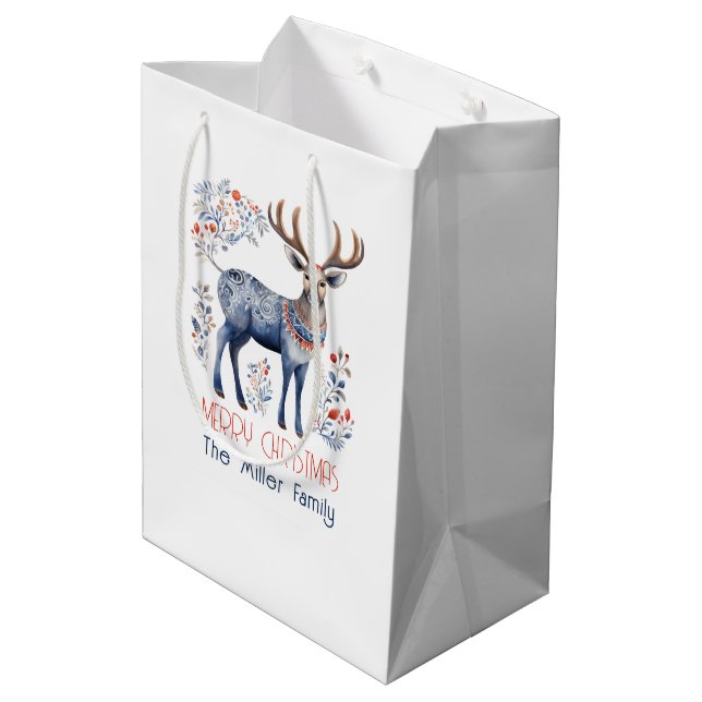 Sac Cadeau Moyen Scandinavian Folk Reindeer Christmas Party Suplies (Dos Angle)