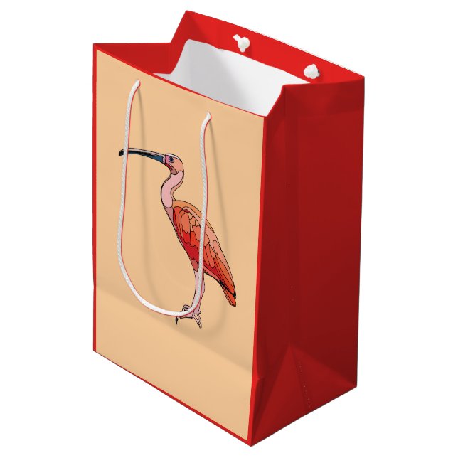Sac Cadeau Moyen Scarlet Ibis Bird Joyeux anniversaire (Devant Angle)