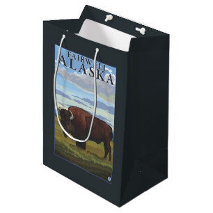 Sac Cadeau Moyen Scène de bison - Fairwell, Alaska