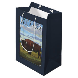 Sac Cadeau Moyen Scène de bison - jonction de delta, Alaska