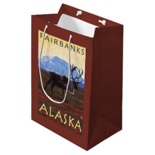 Sac Cadeau Moyen Scène de caribou - Fairbanks, Alaska
