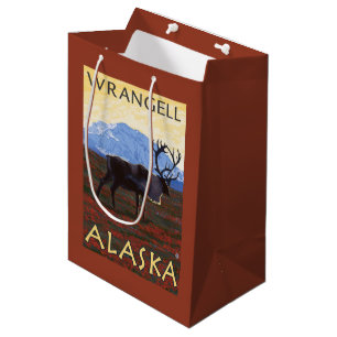 Sac Cadeau Moyen Scène de caribou - Wrangell, Alaska