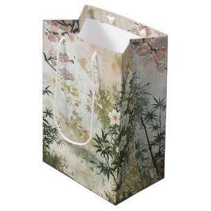Sac Cadeau Moyen Scène de jardin de fleurs de cerisier (6)