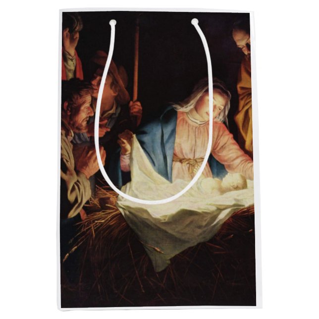 Sac Cadeau Moyen Scène de la Nativité (Devant)
