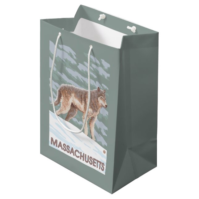 Sac Cadeau Moyen Scène de MassachusettsWolf (Devant Angle)