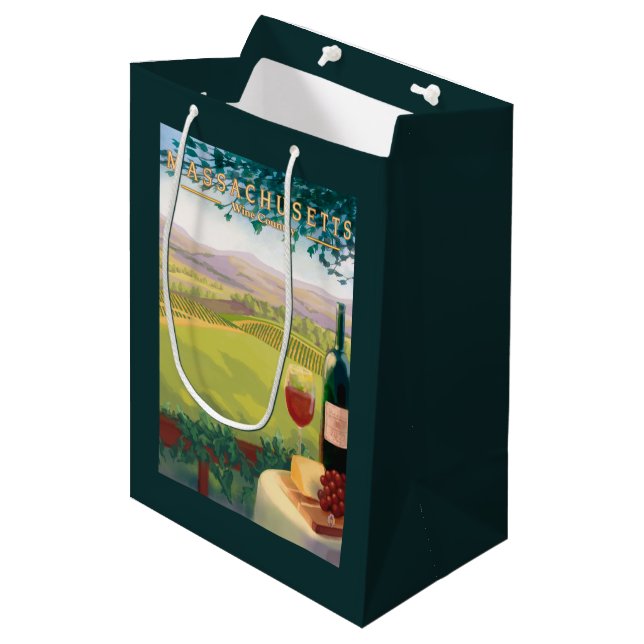 Sac Cadeau Moyen Scène de pays de MassachusettsWine (Devant Angle)