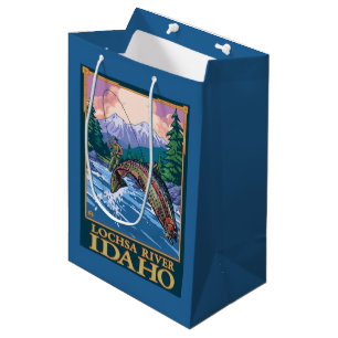 Sac Cadeau Moyen Scène de pêche de mouche - rivière de Lochsa,
