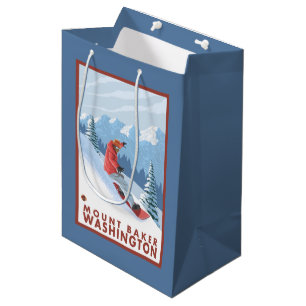 Sac Cadeau Moyen Scène de surfeur - Baker de bâti, Washington