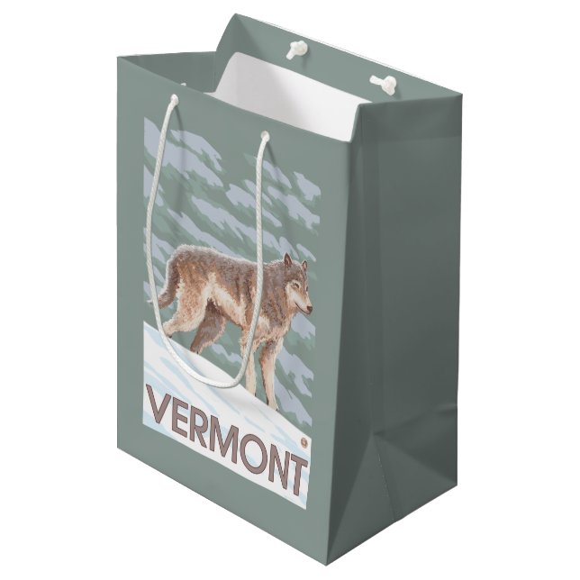 Sac Cadeau Moyen Scène de VermontWolf (Devant Angle)