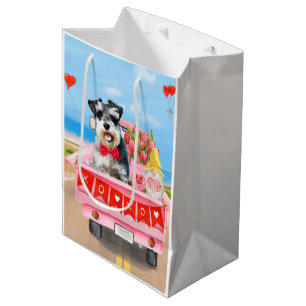 Sac Cadeau Moyen Schnauzer Chien Saint Valentin Coeurs de camion