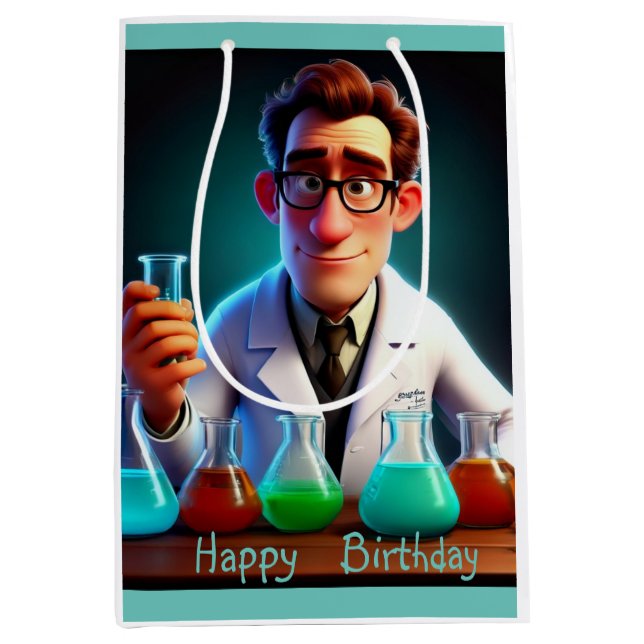 Sac Cadeau Moyen Scientifique Heureux (Devant)