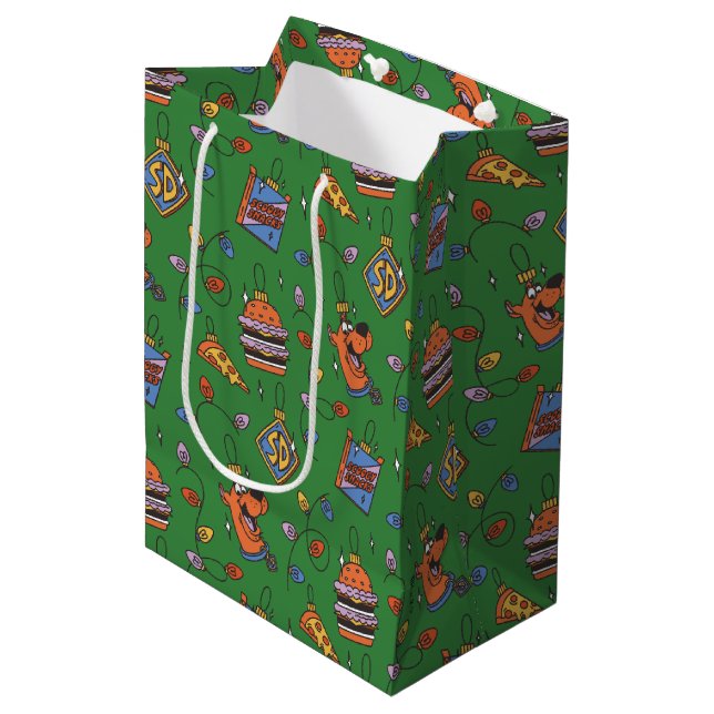 Sac Cadeau Moyen Scooby-Doo Holiday Snack Lights Pattern (Devant Angle)